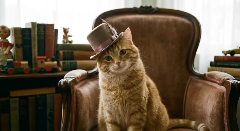 A cute cat wearing a tiny top hat, generated image 4
