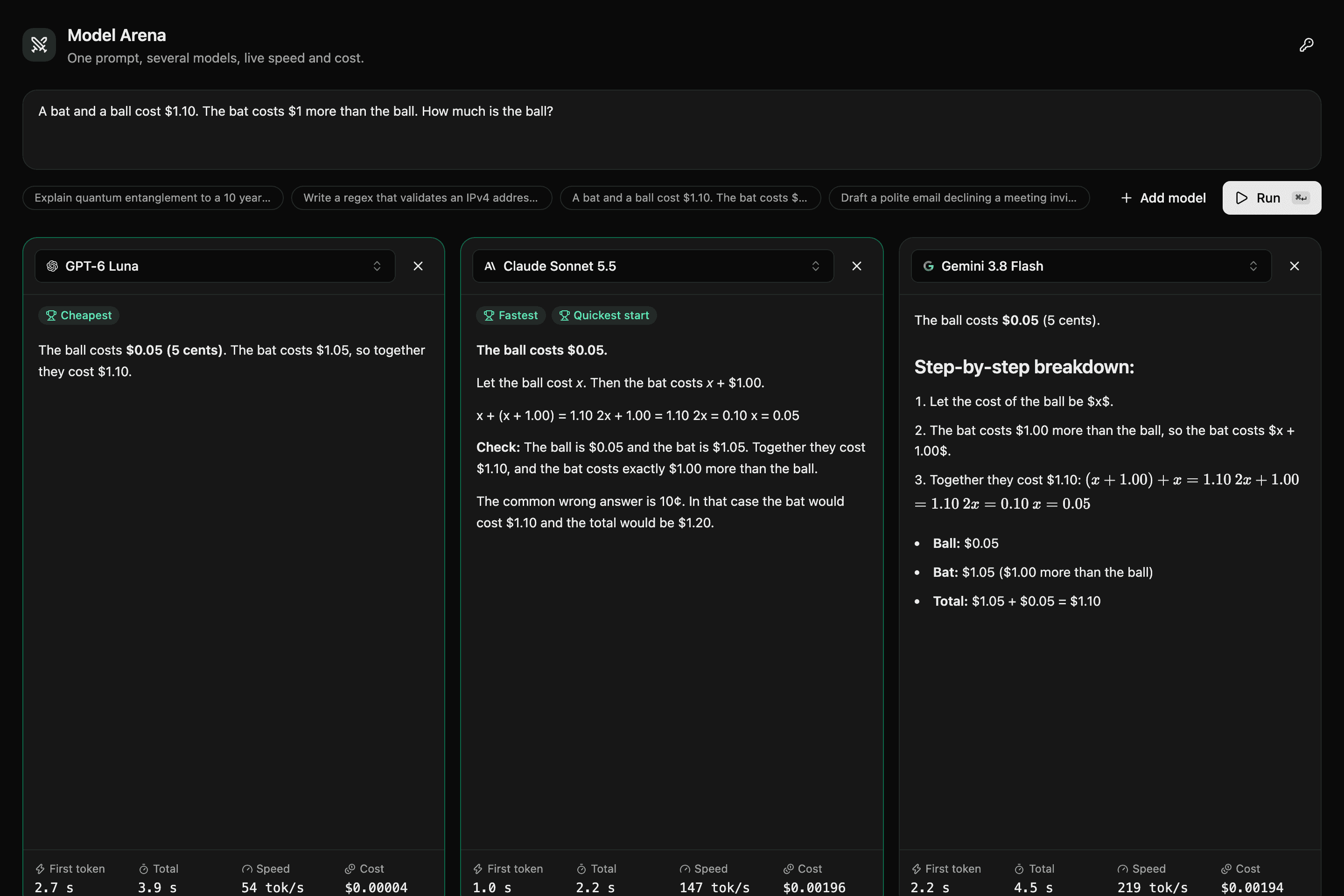 Model Arena preview