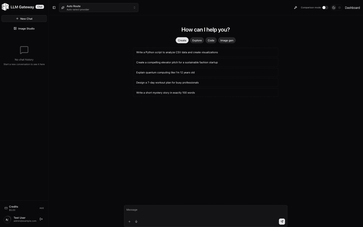 LLM Gateway Chat Playground