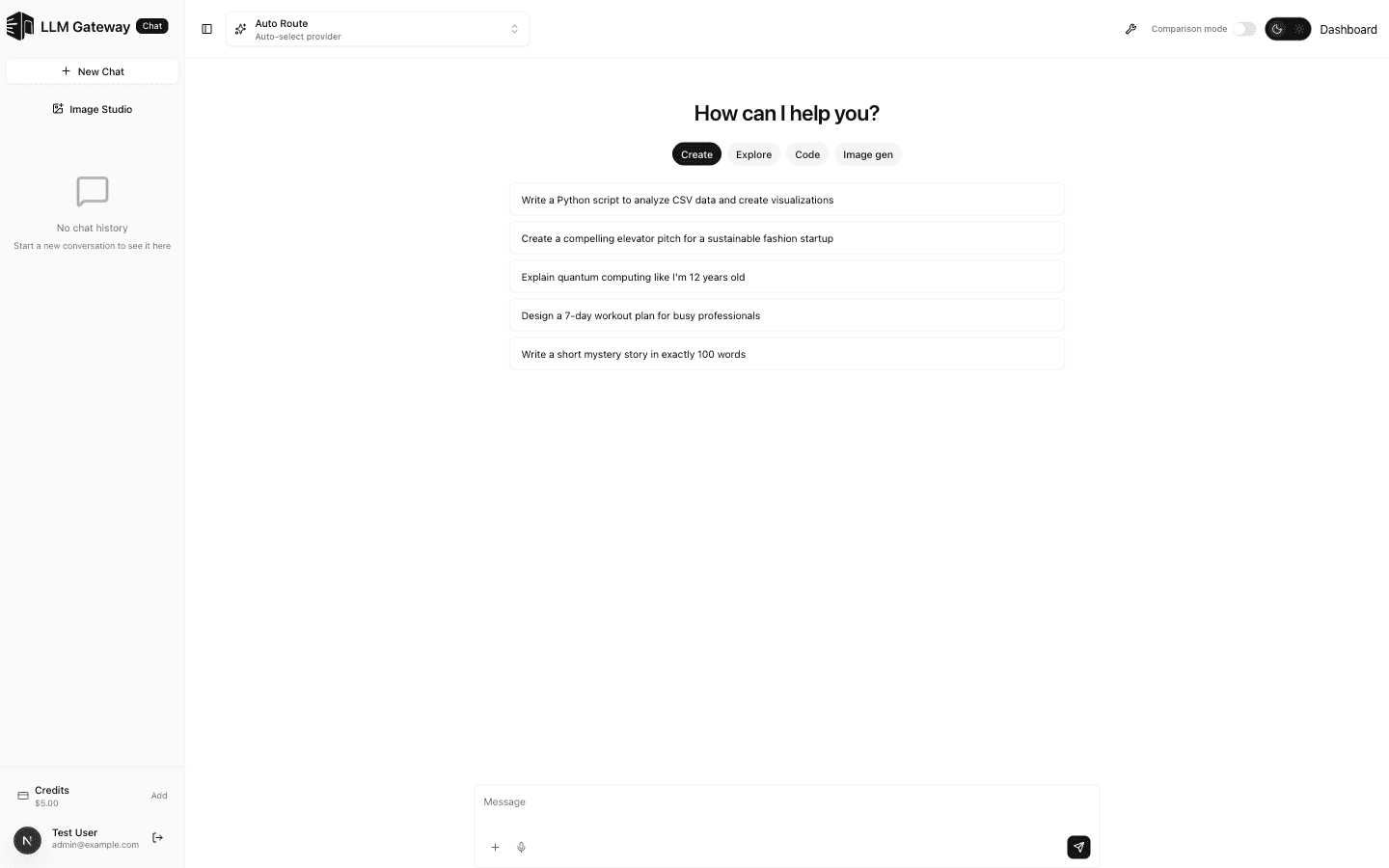 LLM Gateway Chat Playground